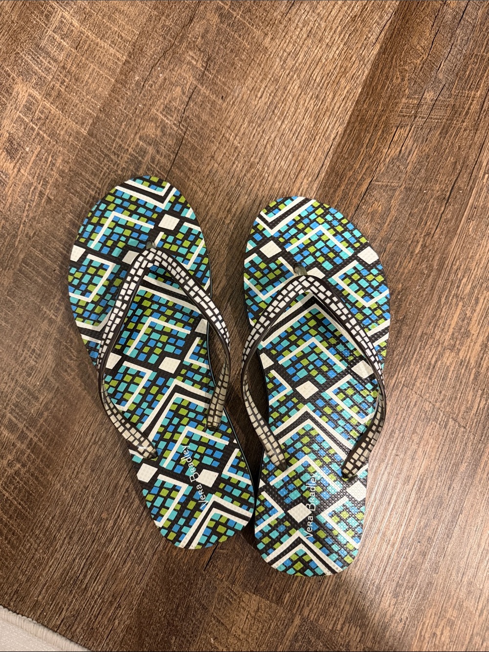 Vera Bradley Blue Green Mosaic Flip Flop Sandals